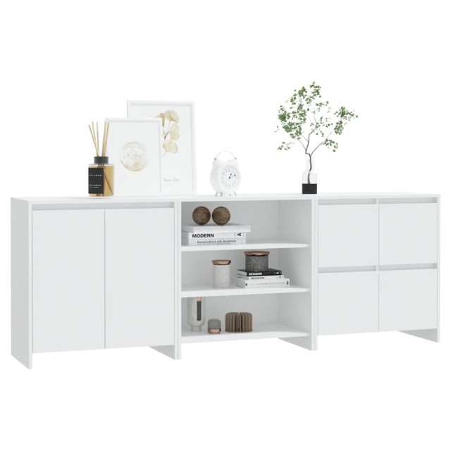 Buffets 3 pcs Blanc Bois d'ingénierie