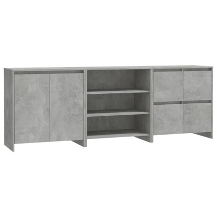 Buffets 3 pcs Gris béton Bois d'ingénierie 2