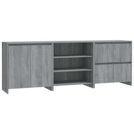 Buffets 3 pcs Sonoma gris Bois d'ingénierie 2