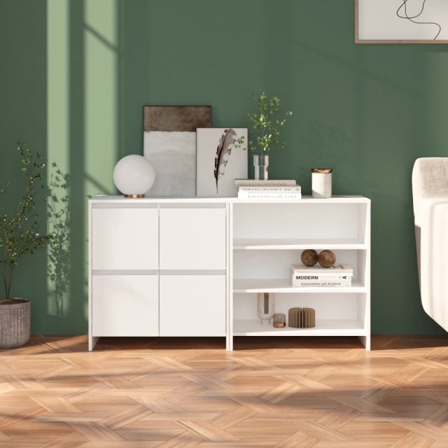 Buffets 2 pcs Blanc Bois d'ingénierie