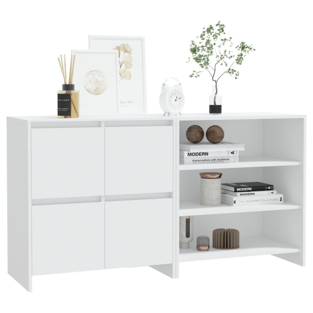 Buffets 2 pcs Blanc Bois d'ingénierie