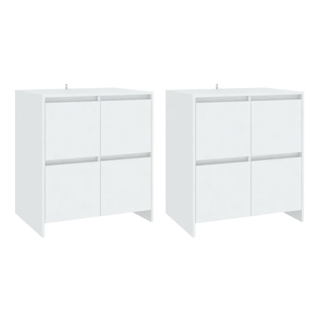 Buffets 2 pcs Blanc 70x41x75 cm Bois d'ingénierie