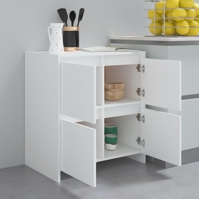 Buffets 2 pcs Blanc 70x41x75 cm Bois d'ingénierie