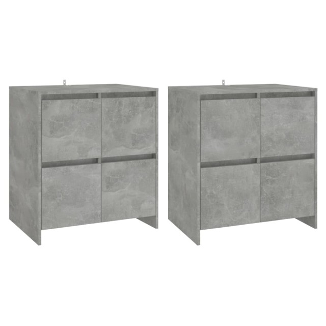 Buffets 2 pcs Gris béton 70x41x75 cm Bois d'ingénierie