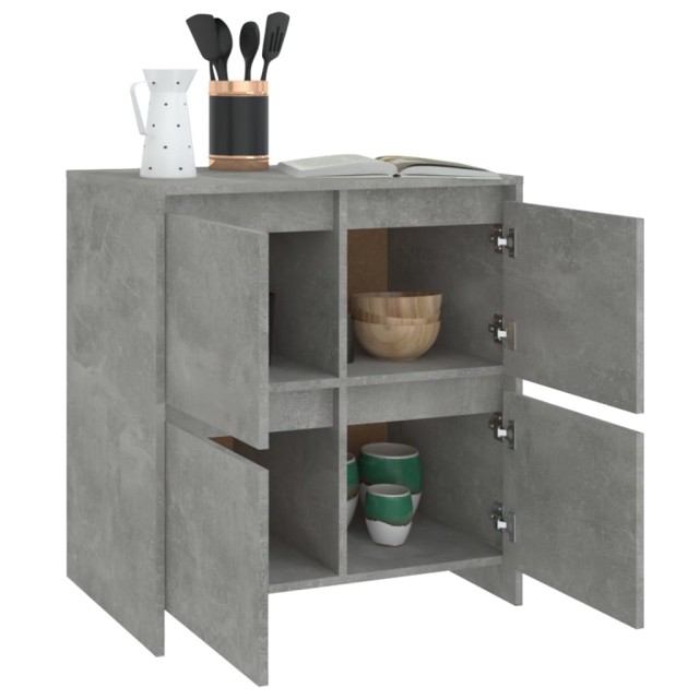 Buffets 2 pcs Gris béton 70x41x75 cm Bois d'ingénierie