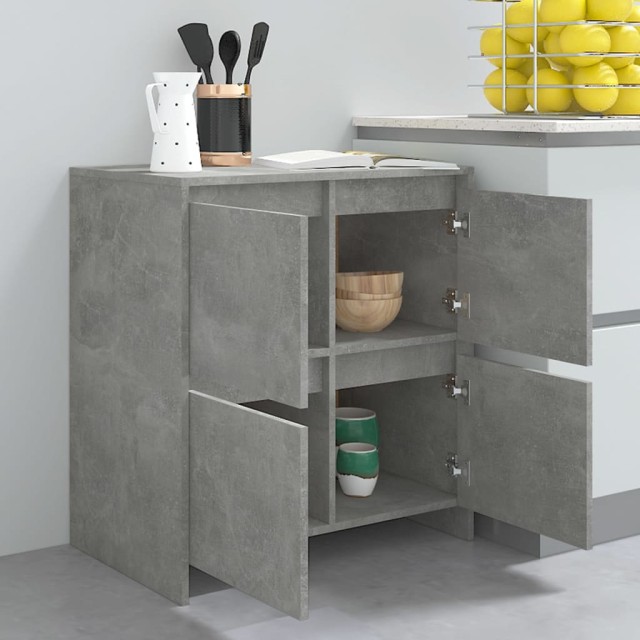 Buffets 2 pcs Gris béton 70x41x75 cm Bois d'ingénierie