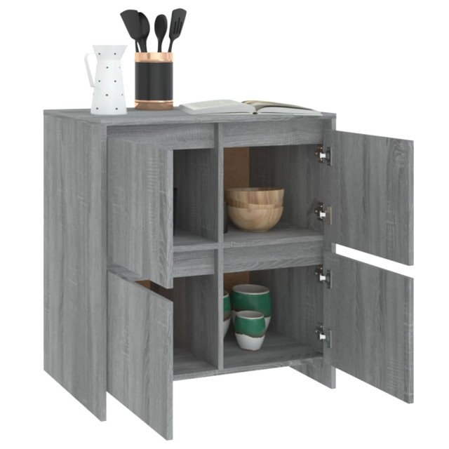 Buffets 2 pcs Sonoma gris 70x41x75 cm Bois d'ingénierie