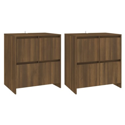Buffets 2 pcs Chêne marron 70x41x75 cm Bois d'ingénierie 2