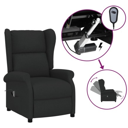 Fauteuil inclinable électrique à oreilles noir tissu 2