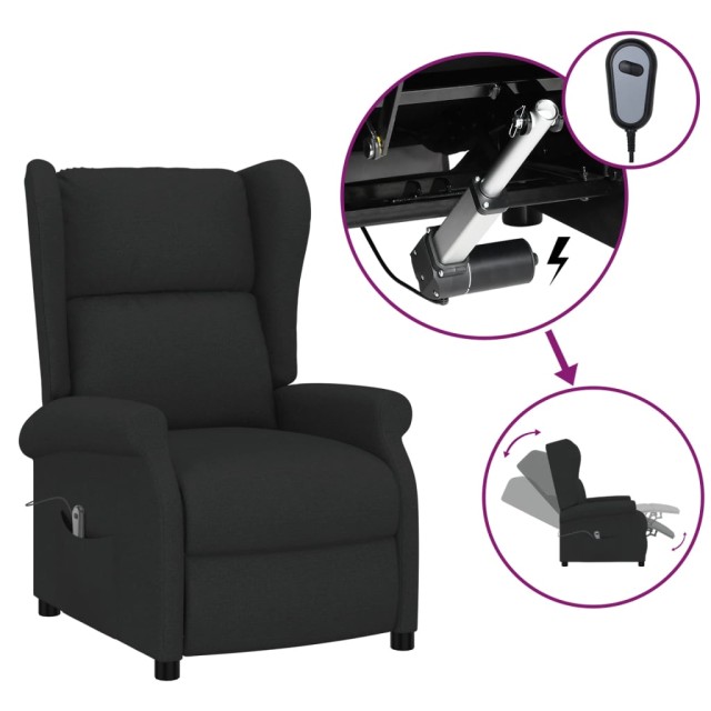 Fauteuil inclinable électrique à oreilles noir tissu