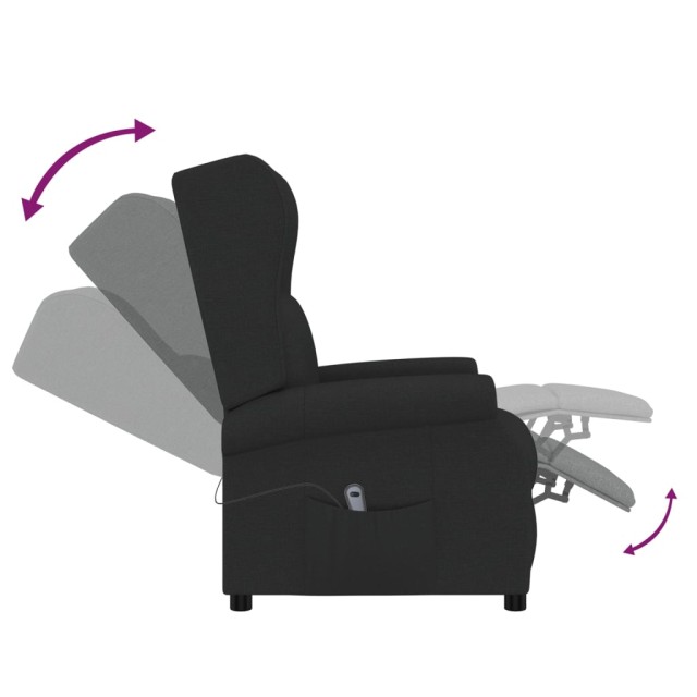 Fauteuil inclinable électrique à oreilles noir tissu