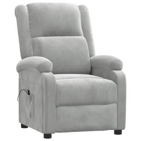 Fauteuil inclinable électrique gris clair velours