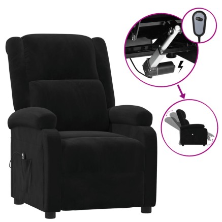 Fauteuil inclinable électrique noir velours 2