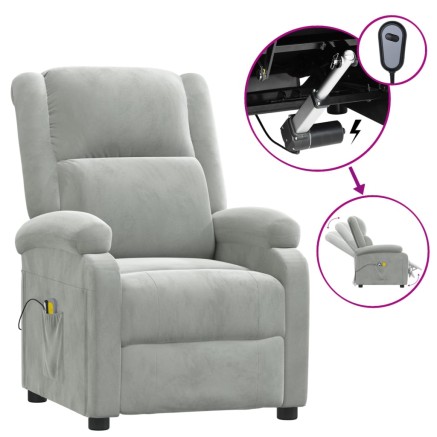 Fauteuil électrique de massage Gris clair velours 2