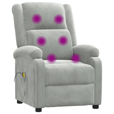 Fauteuil électrique de massage Gris clair velours
