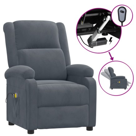 Fauteuil électrique de massage Gris foncé velours 2