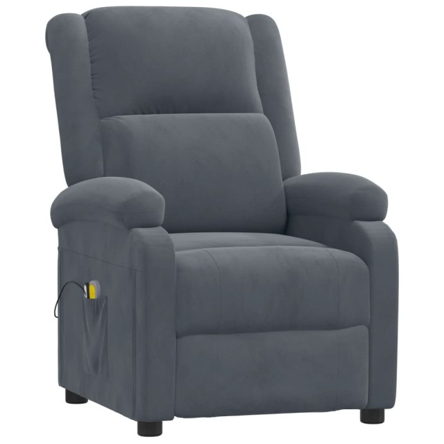 Fauteuil électrique de massage Gris foncé velours