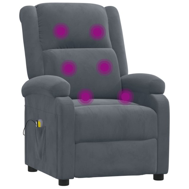 Fauteuil électrique de massage Gris foncé velours