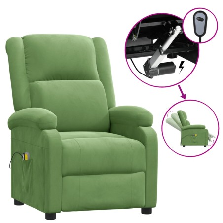 Fauteuil électrique de massage Vert clair velours