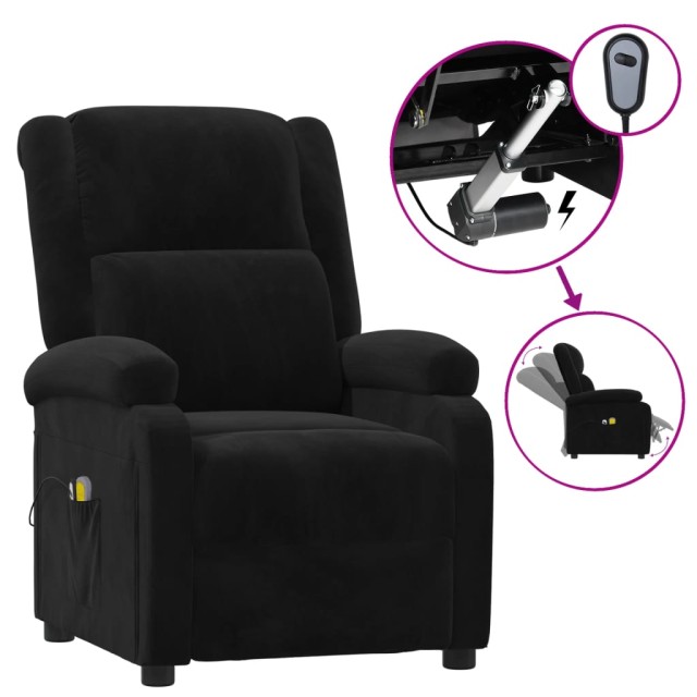 Fauteuil électrique de massage Noir Velours