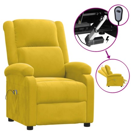 Fauteuil électrique de massage Jaune Velours 2