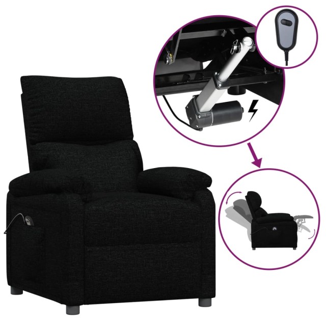 Fauteuil inclinable électrique Noir Tissu