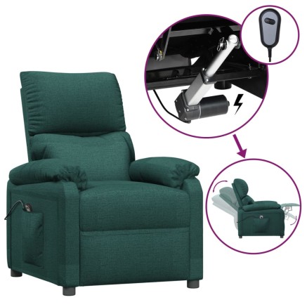 Fauteuil inclinable électrique Vert foncé Tissu 2