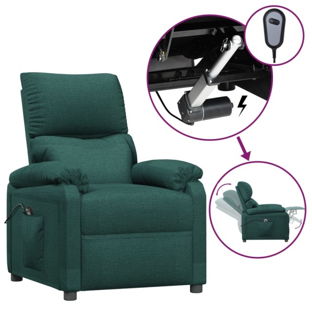 Fauteuil inclinable électrique Vert foncé Tissu