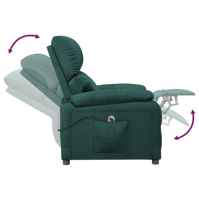 Fauteuil inclinable électrique Vert foncé Tissu