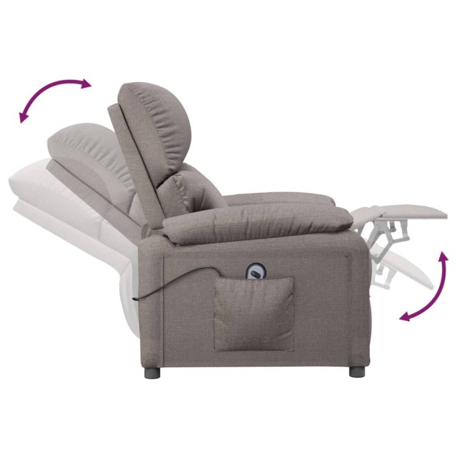 Fauteuil inclinable électrique Taupe Tissu
