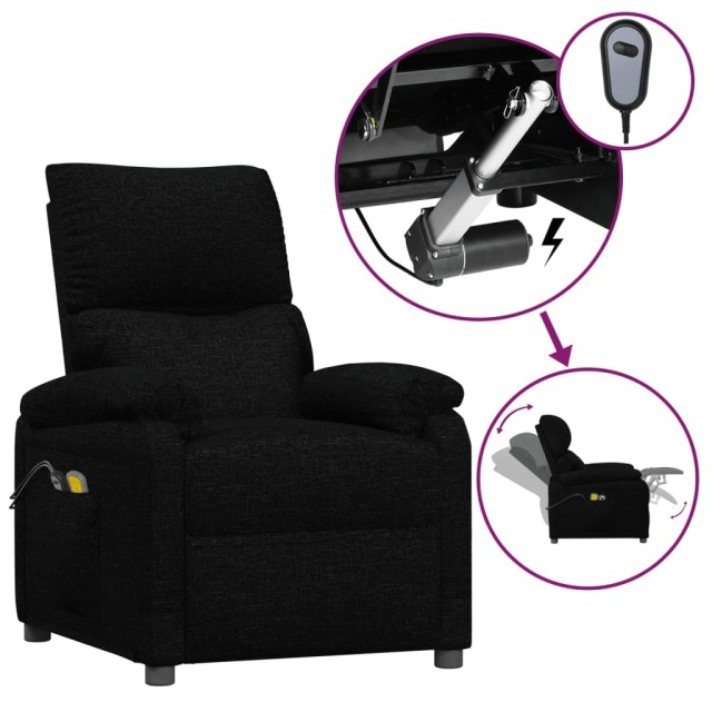Fauteuil électrique de massage Noir Tissu