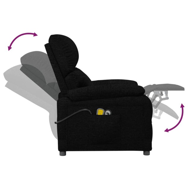 Fauteuil électrique de massage Noir Tissu
