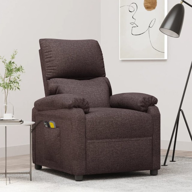 Fauteuil électrique de massage Marron foncé Tissu