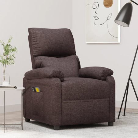 Fauteuil électrique de massage Marron foncé Tissu