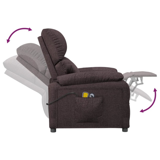 Fauteuil électrique de massage Marron foncé Tissu