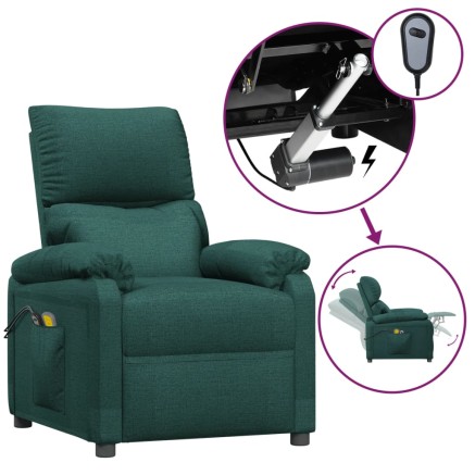 Fauteuil électrique de massage Vert foncé Tissu 2