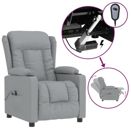 Fauteuil inclinable électrique Gris clair Tissu 2