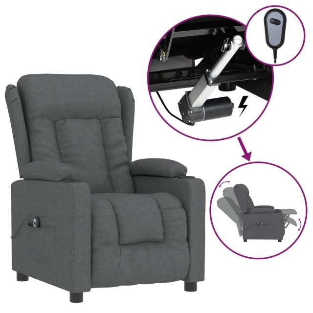 Fauteuil inclinable électrique Gris foncé Tissu