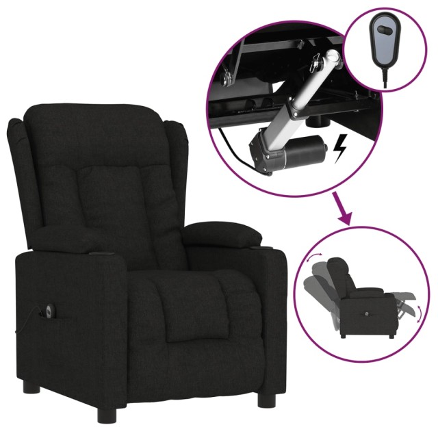 Fauteuil inclinable électrique Noir Tissu