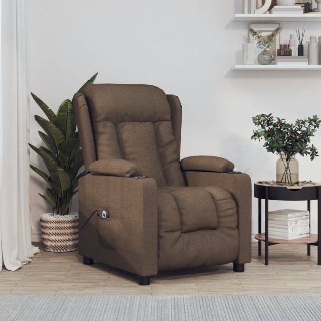 Fauteuil inclinable électrique Marron Tissu