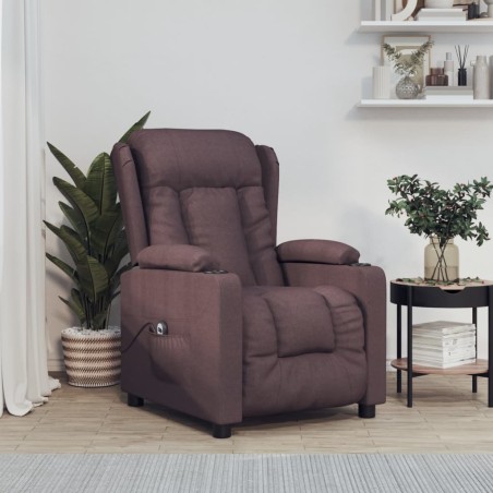 Fauteuil inclinable électrique Marron foncé Tissu