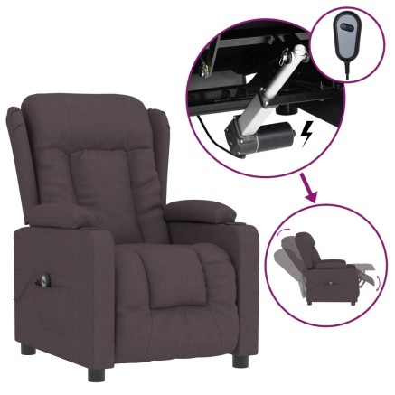 Fauteuil inclinable électrique Marron foncé Tissu 2