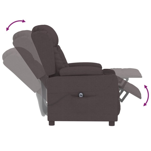 Fauteuil inclinable électrique Marron foncé Tissu