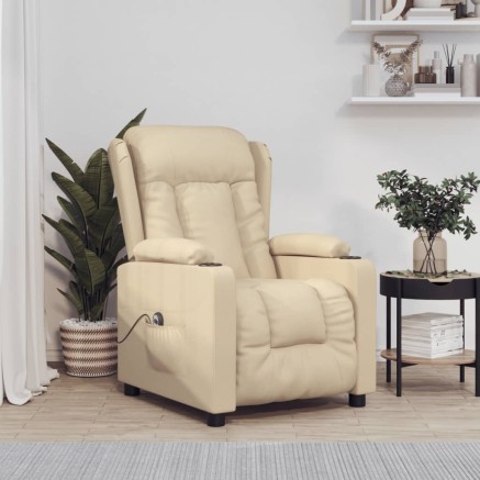 Fauteuil inclinable électrique Crème Tissu