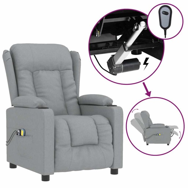 Fauteuil électrique de massage Gris clair Tissu