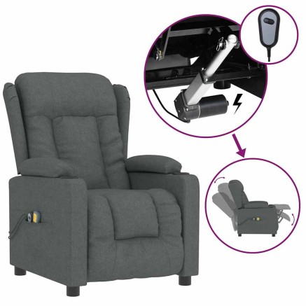 Fauteuil électrique de massage Gris foncé Tissu 2