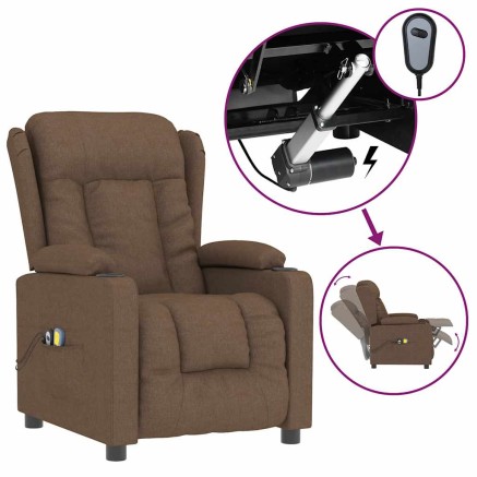 Fauteuil électrique de massage Marron Tissu 2
