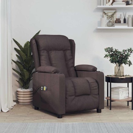 Fauteuil électrique de massage Marron foncé Tissu