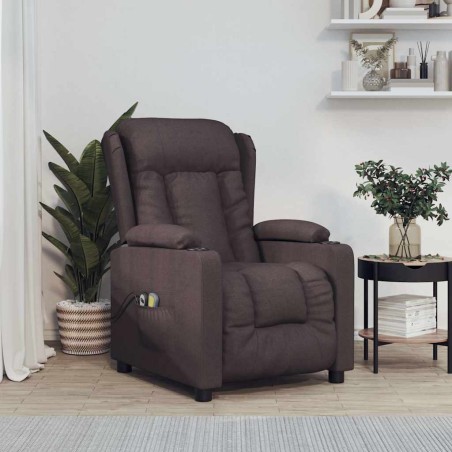 Fauteuil électrique de massage Marron foncé Tissu