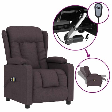 Fauteuil électrique de massage Marron foncé Tissu 2